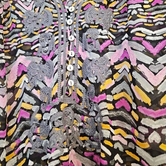 Daniel Rainn Embroidered Peasant Cottagecore Top Pink Oversized Small Petite - Picture 2 of 9